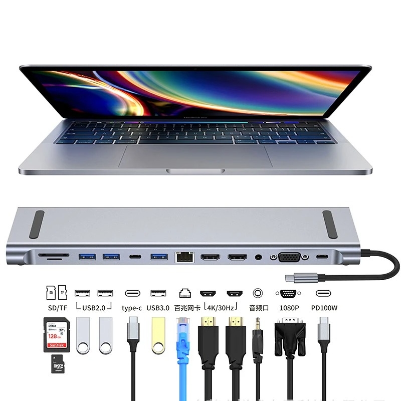 4 Hdmi Multi Monitor Video Card 4K - USB C 3.0 HUB نوع C